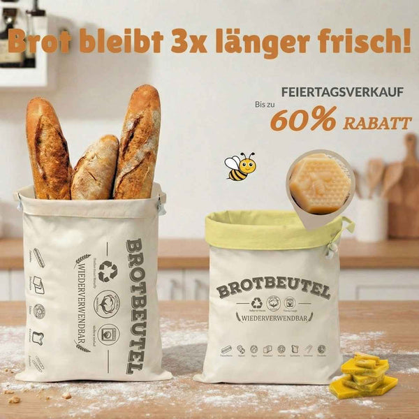 Premium-Brotbeutel aus 100 % Baumwolle und Bienenwachs
